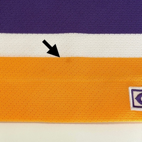 Vintage CCM NHL LA Kings Hockey Jersey Air-Knit Crown Logo Yellow Purple Medium - Picture 11 of 15